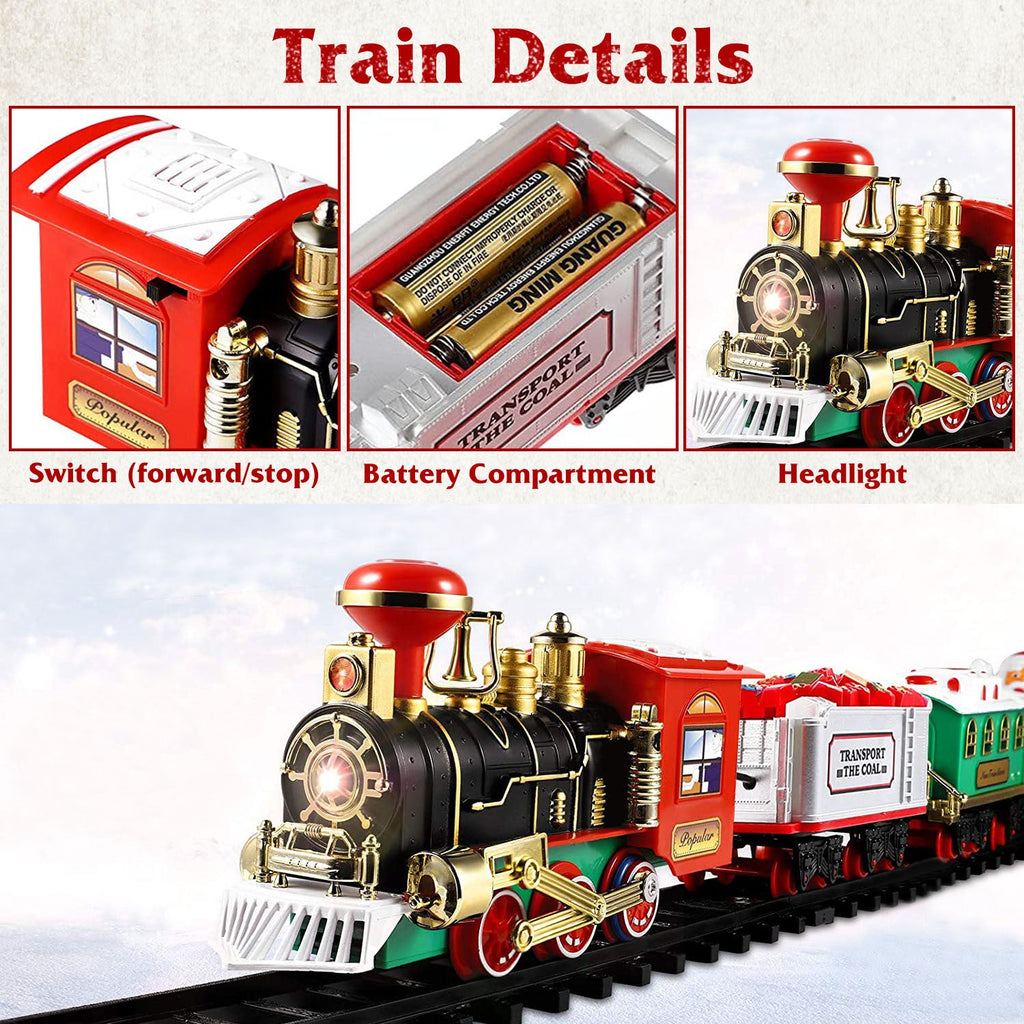 Electric Train Set Santa Claus Steam Train Kit Tree Wrap Track Battery