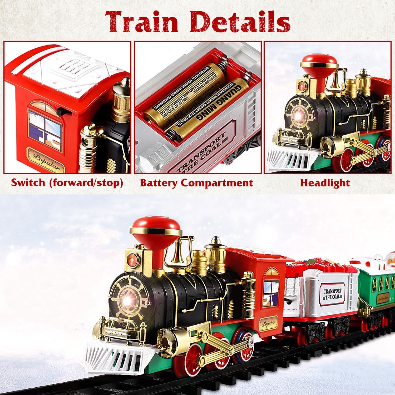 Electric Train Set Santa Claus Steam Train Kit Tree Wrap Track Battery