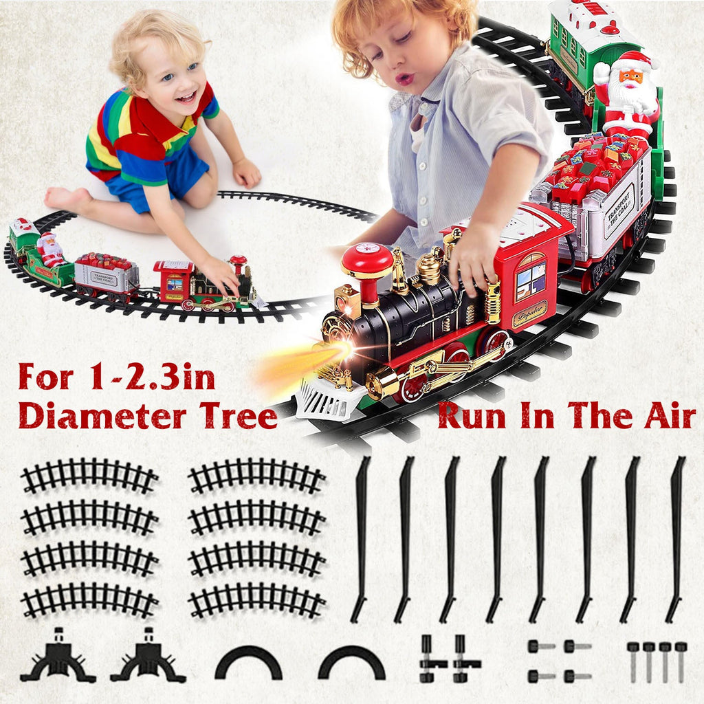 Electric Train Set Santa Claus Steam Train Kit Tree Wrap Track Battery