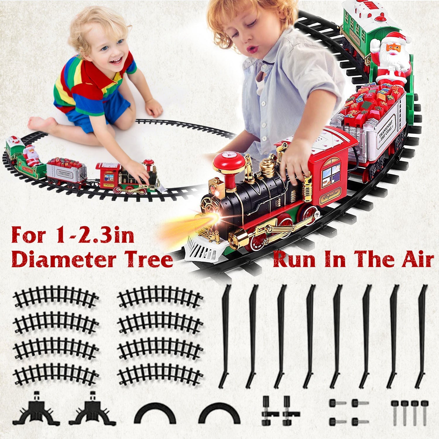 Electric Train Set Santa Claus Steam Train Kit Tree Wrap Track Battery