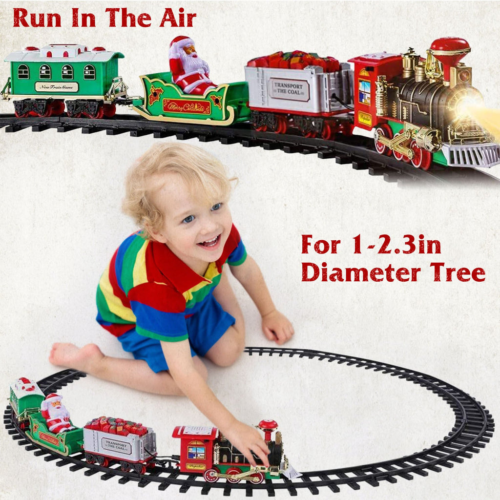 Electric Train Set Santa Claus Steam Train Kit Tree Wrap Track Battery