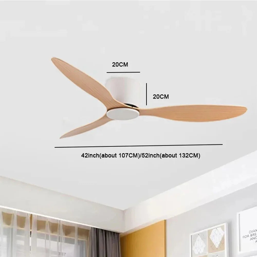 42 52 Inch Ceiling Fans No Light DC Motor Remote Control Cooling Fans