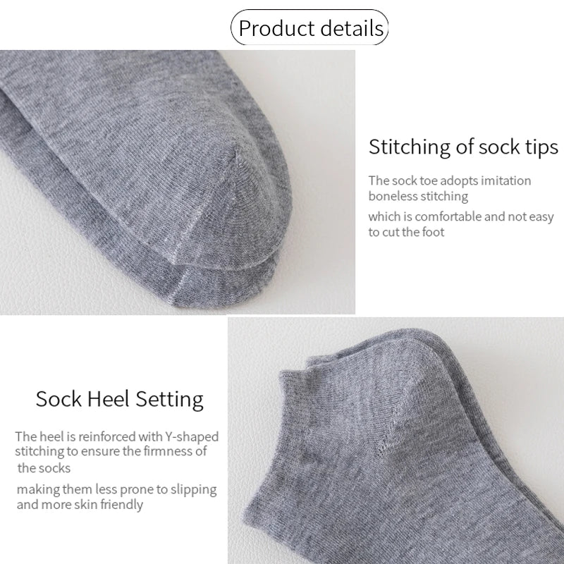 10 Pairs of Men's/women's Boat Socks, Plain Color, Anti Odor, Summer