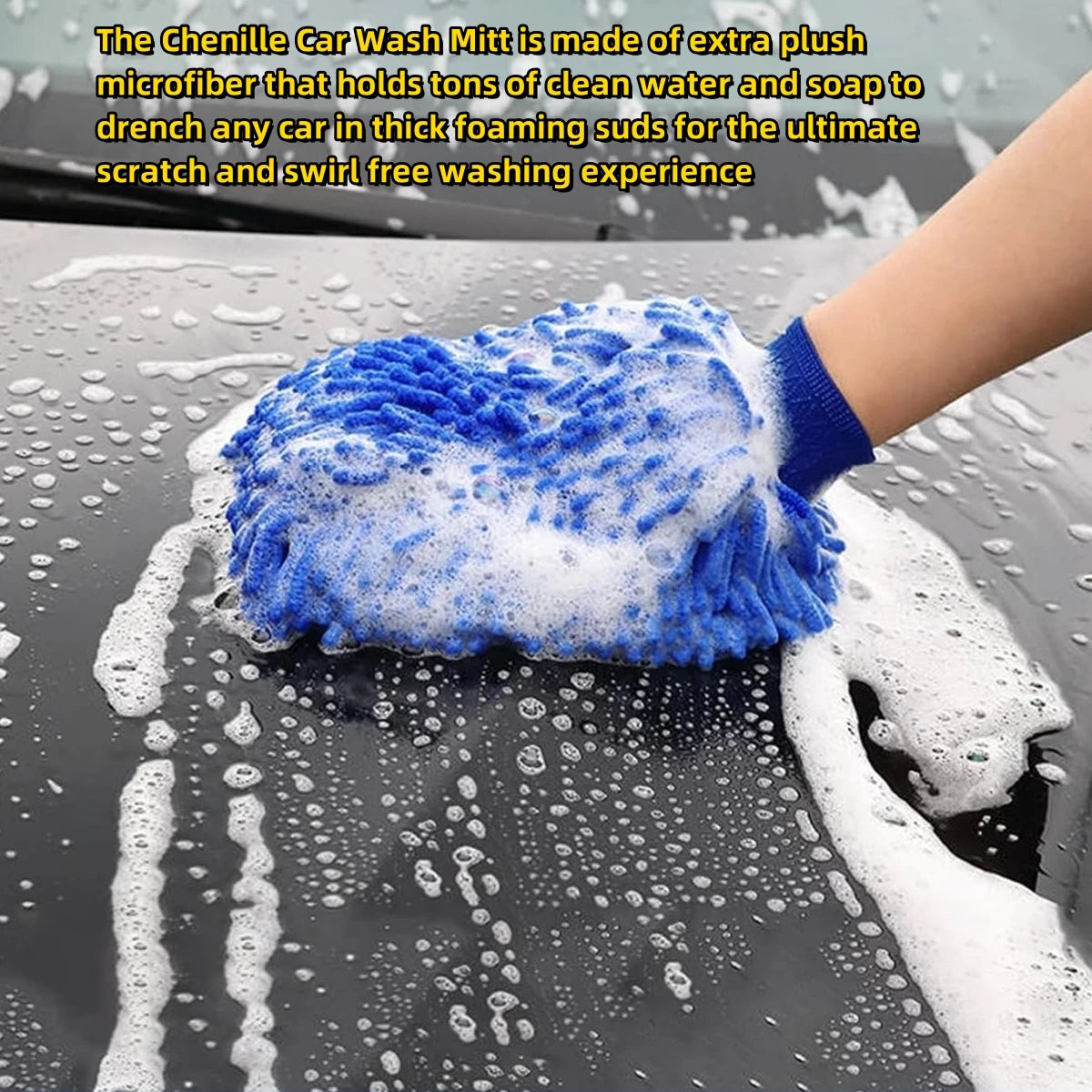 Microfiber Car Wash Mitt Double Sided Chenille Auto Gloves Ultra