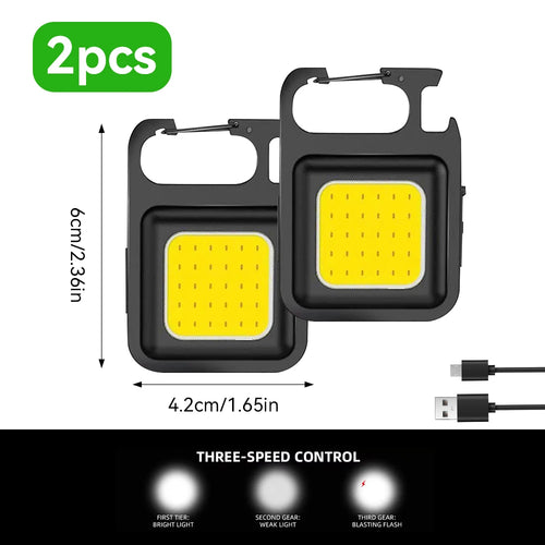 1pc COB Keychain Work Light, Flashlight With 4 Lighting Modes,