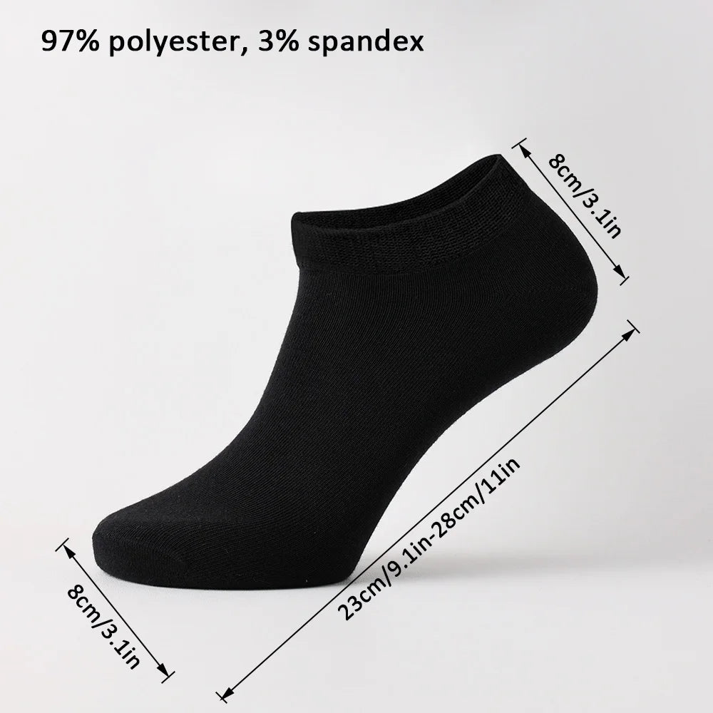 10 Pairs of Men's/women's Boat Socks, Plain Color, Anti Odor, Summer