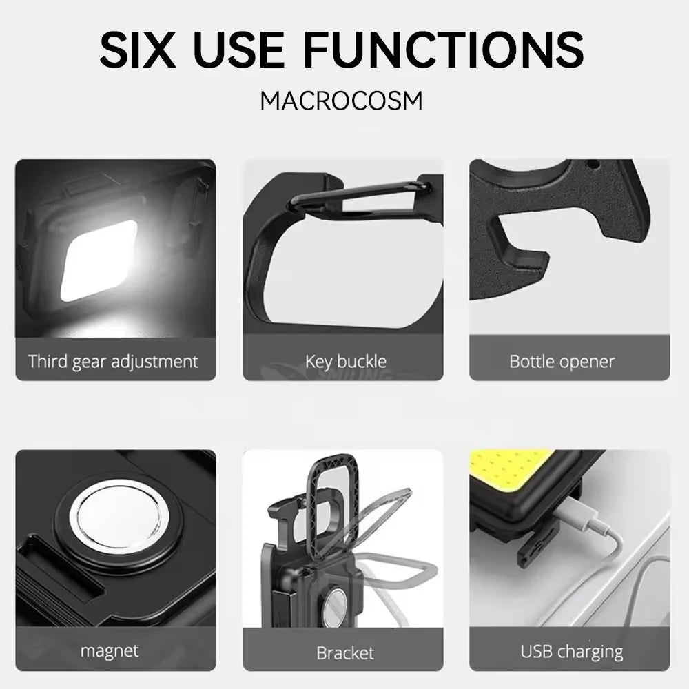1pc COB Keychain Work Light, Flashlight With 4 Lighting Modes,
