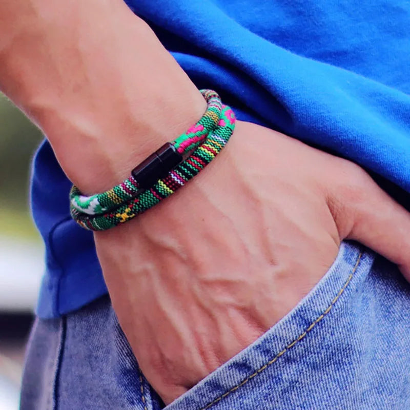New In Men Bohemia Rope Bracelet Attract Magentic Braclet Adventure
