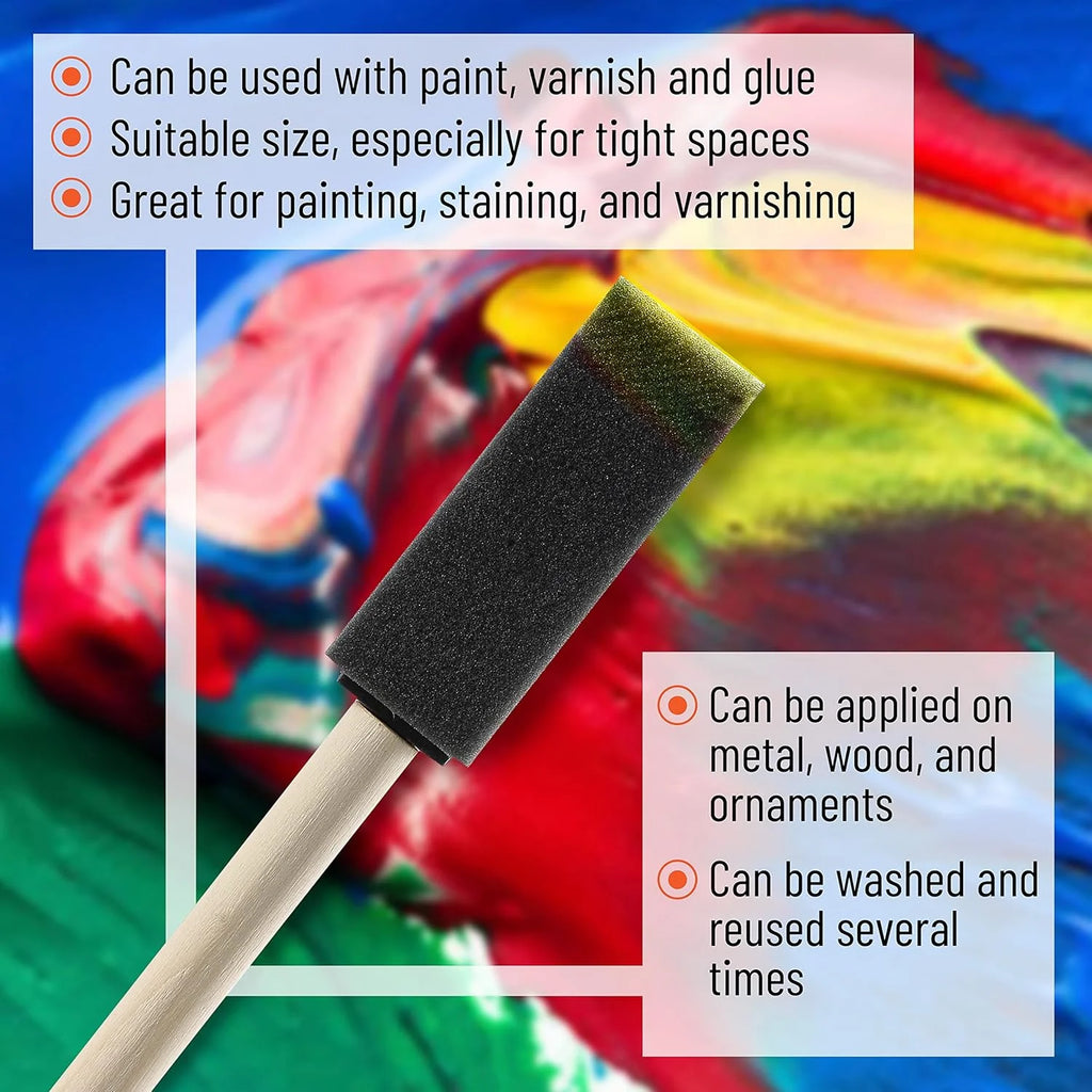 10Pcs Sponge Brush Wooden Handle Watercolor Oil Stain Art Craft