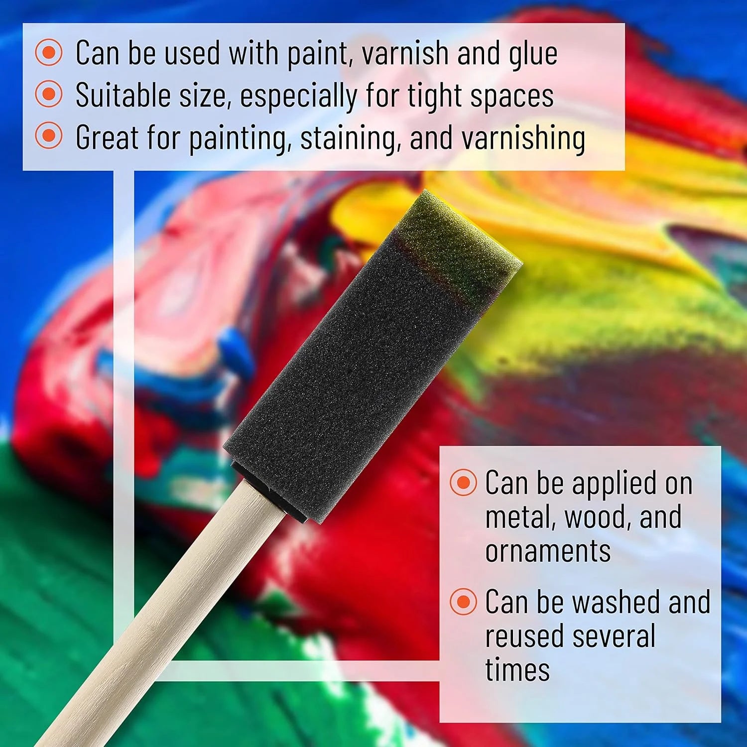 10Pcs Sponge Brush Wooden Handle Watercolor Oil Stain Art Craft