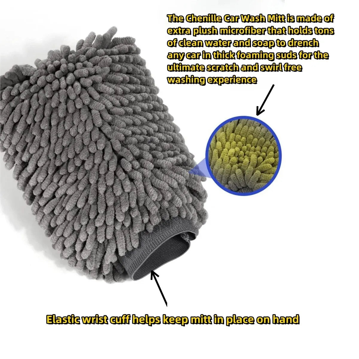Microfiber Car Wash Mitt Double Sided Chenille Auto Gloves Ultra