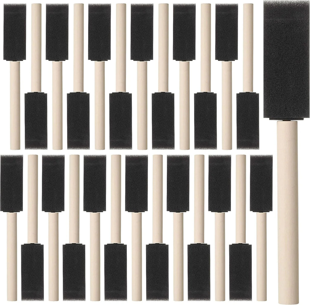 10Pcs Sponge Brush Wooden Handle Watercolor Oil Stain Art Craft