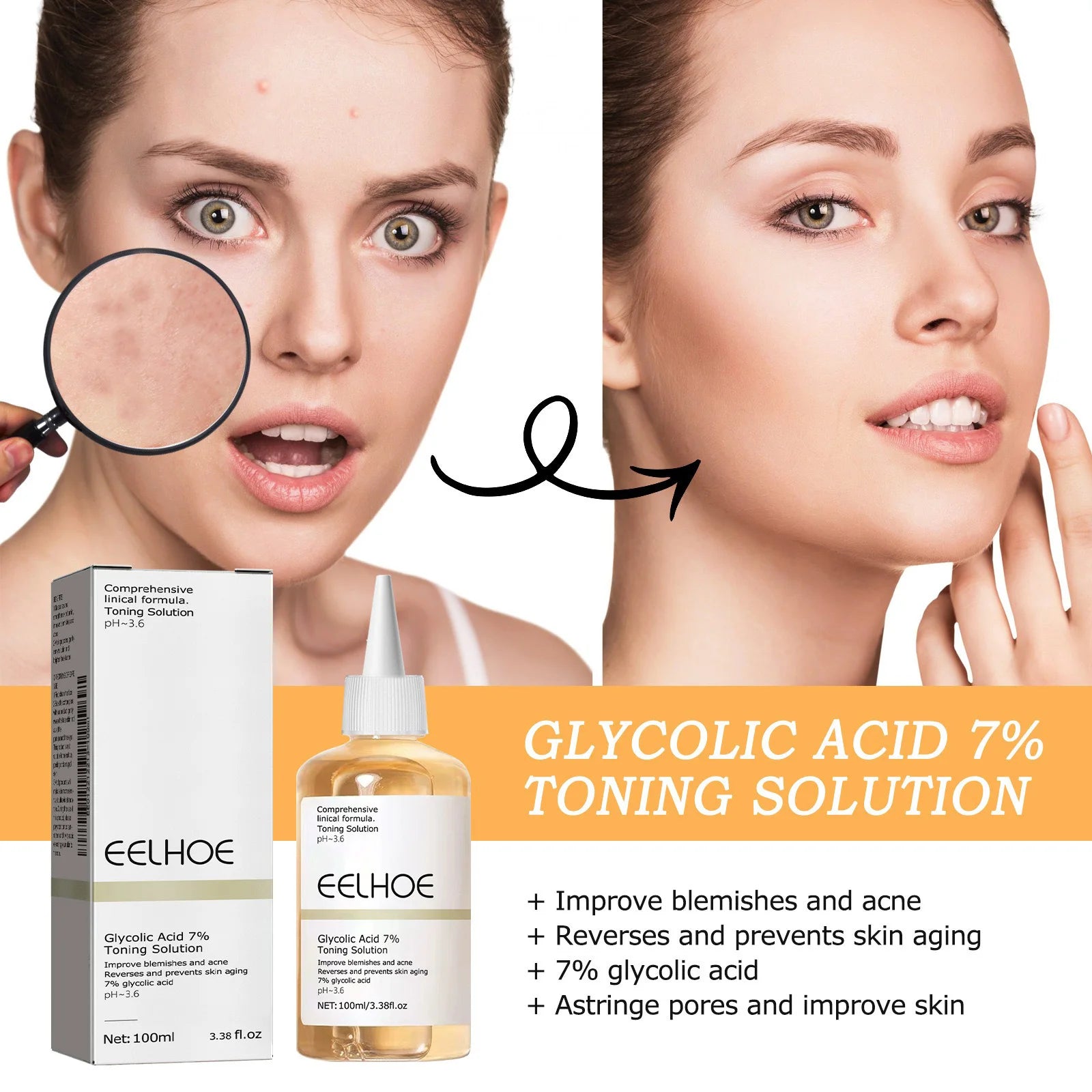 EELHOE The Glycolic Acid 7% Toning Solution 100ml Shrink Pores Repair