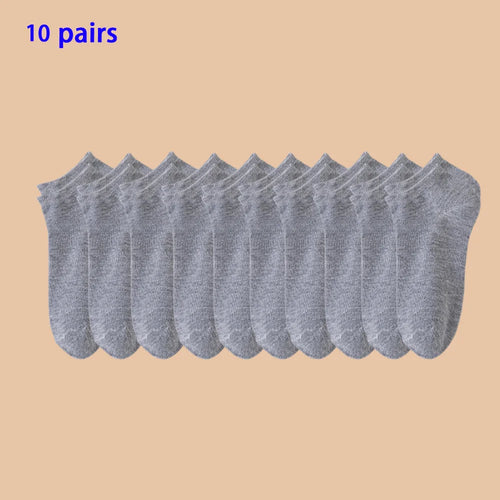 10 Pairs of Men's/women's Boat Socks, Plain Color, Anti Odor, Summer