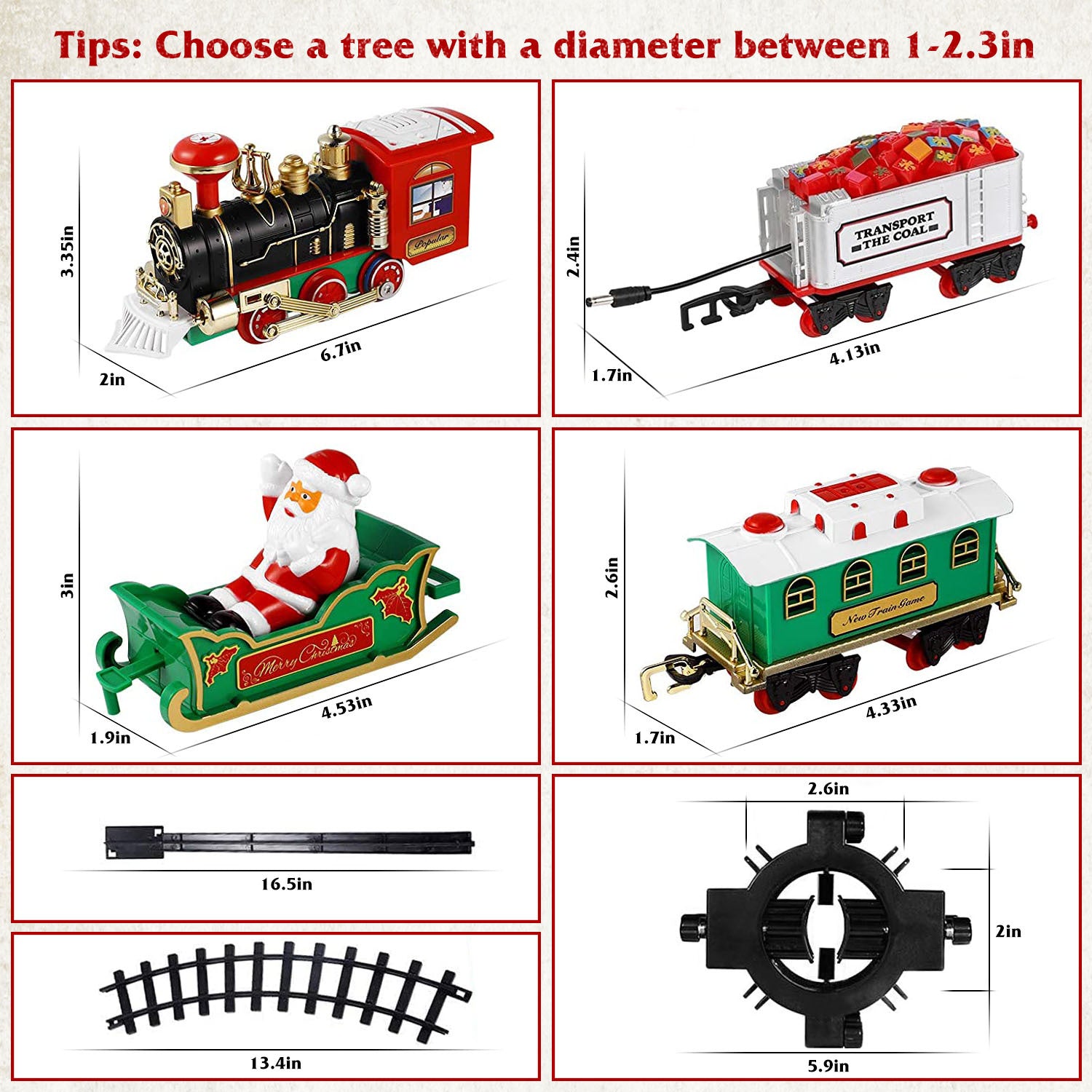 Electric Train Set Santa Claus Steam Train Kit Tree Wrap Track Battery