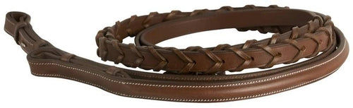 Da Vinci Plain Raised Laced Reins with Stainless Steel Hook Stud Ends